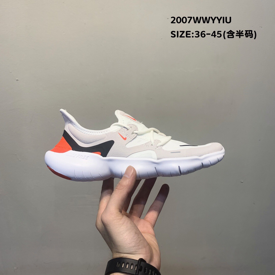 New Women Nike Free Rn 5.0 2019 White Grey Black Orange
